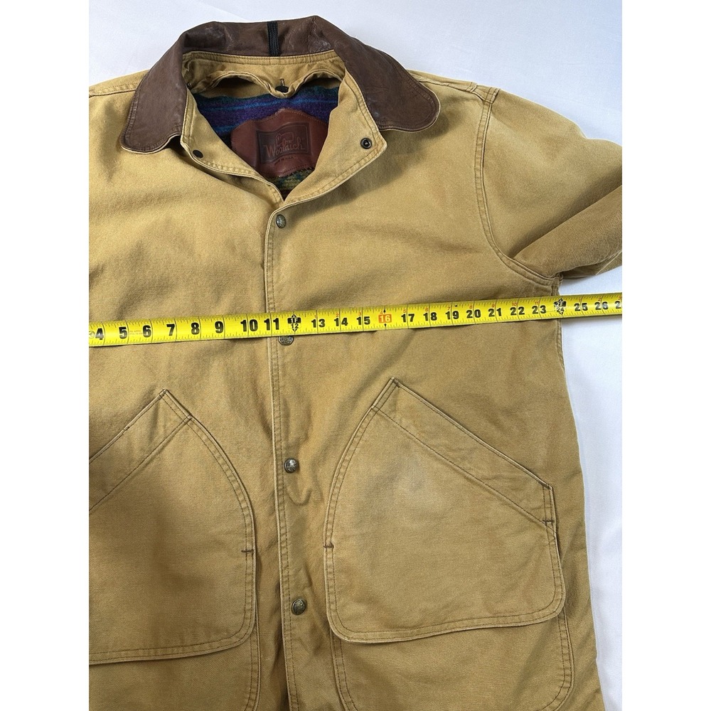 VTG Woolrich Chore Barn Coat Med/L Aztec Wool Blanket-Lined Leather Collar Snap - Picture 7 of 7